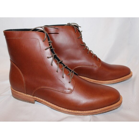 NISOLO MEN'S EVERYDAY LACE UP LEATHER BOOTS BRANDY BROWN SZ 10 $280 NIB - Picture 1 of 6